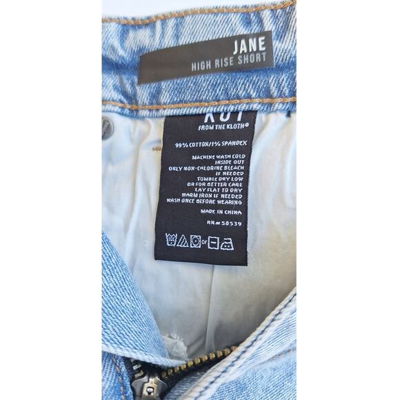 KUT from the Kloth Jane High Rise Jean Shorts Distressed Fray Hem Size 2 Denim - Picture 9 of 9